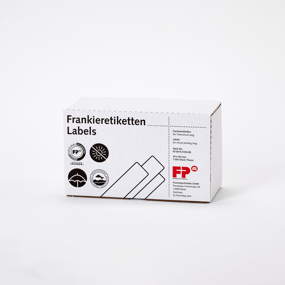 Long franking labels for ink printing