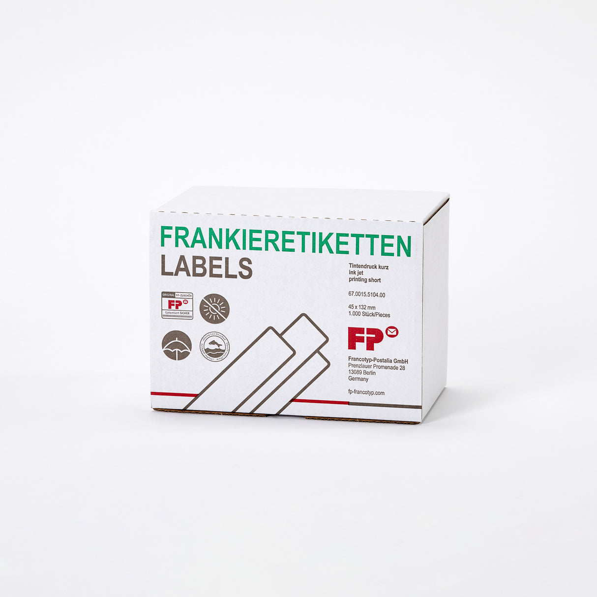 Franking labels short for ink printing